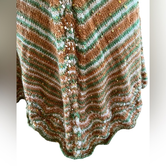 Striped Multicolor Women's handmade crocheted shawl with sequins 73” l x 32” w - Picture 7 of 8